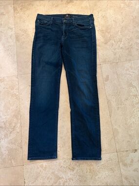 7 For All Mankind Slim Straight Jeans in Dark Blue